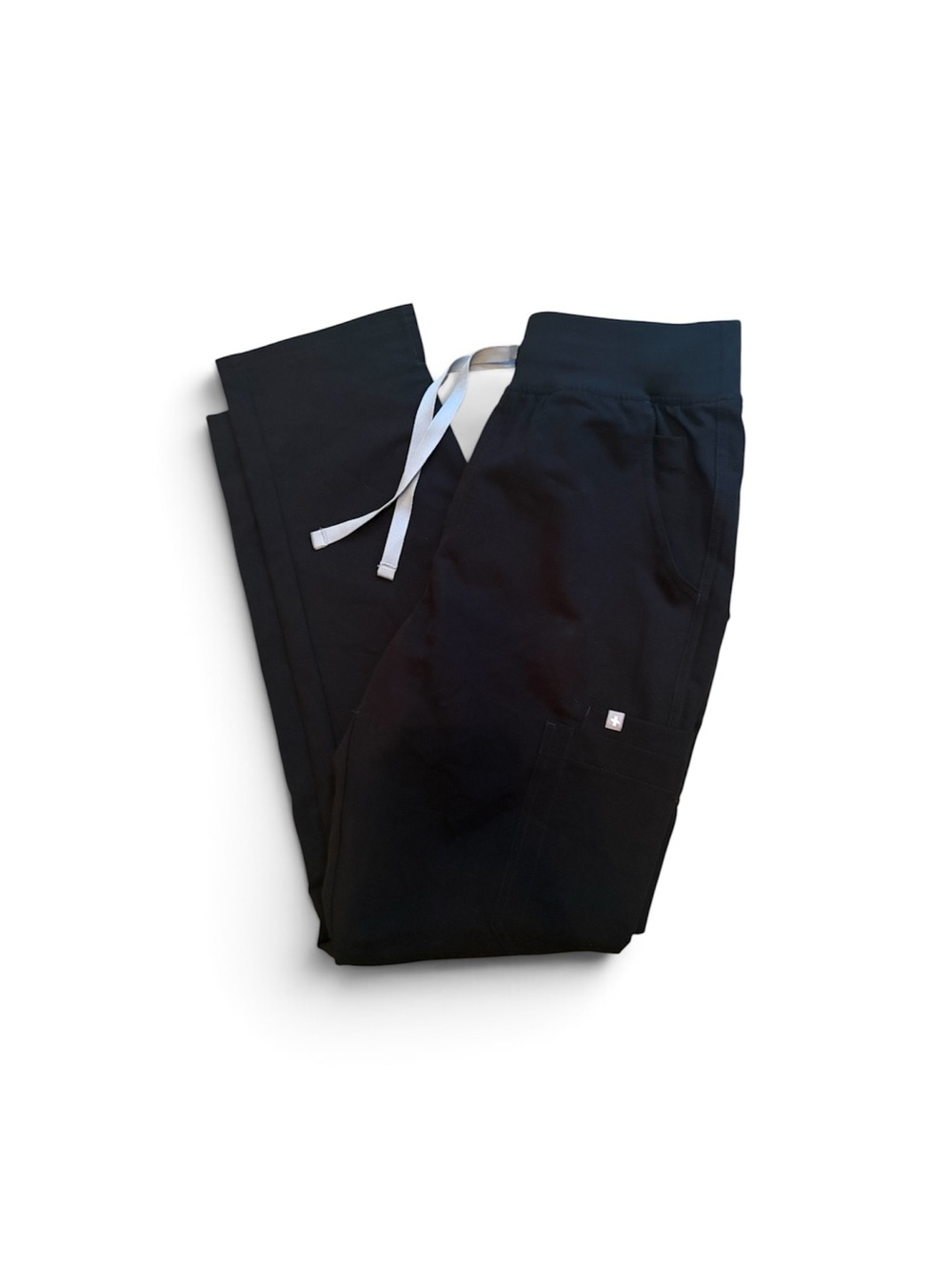 FIGS Black Straight Leg Pants with White Drawcord